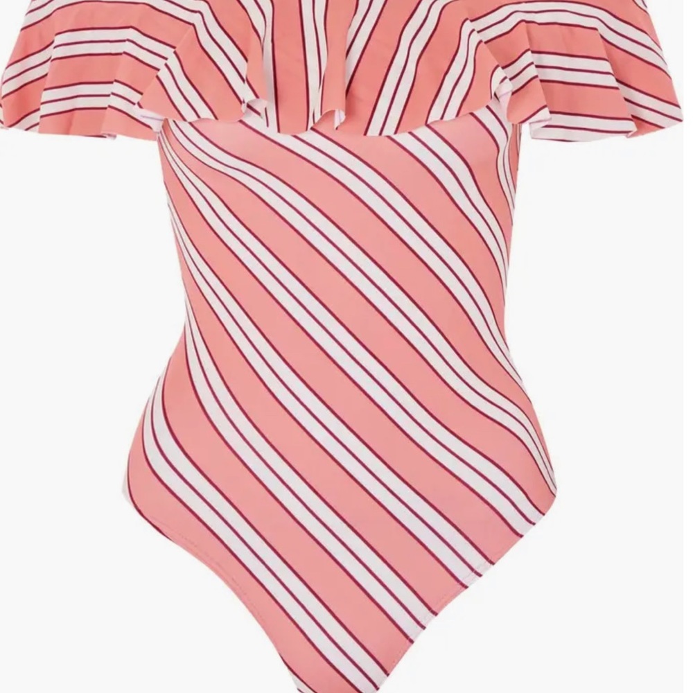 TOPSHOP Ruffle Off the Shoulder One-Piece Swimsuit - Picture 7 of 7